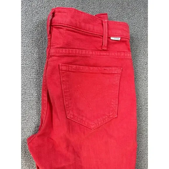 Mother Superior The Hustler Ankle Fray Jeans The Devil May Care Mars Red Sz 28 - Picture 7 of 15